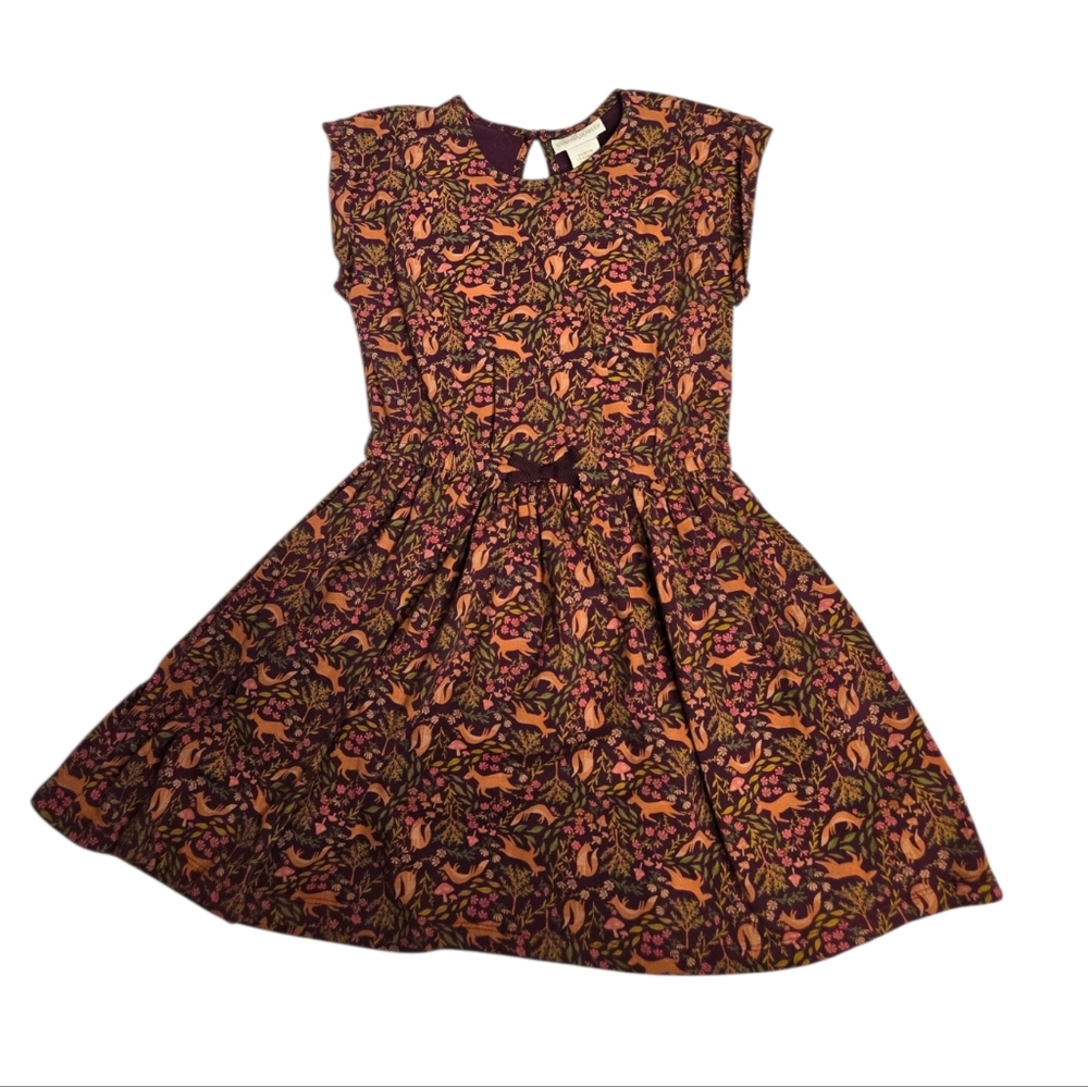 CYNTHIA ROWLEY fall woodland creatures animals fox deer casual dress M 7/8